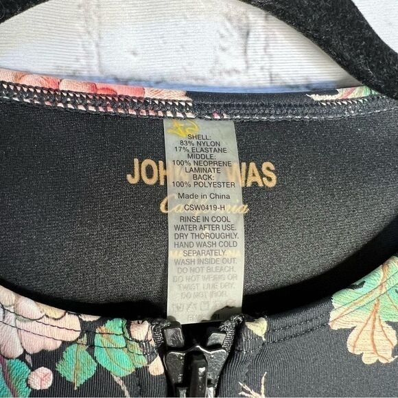 Johnny Was black floral neoprene one piece swimsuit size small New - Picture 5 of 8
